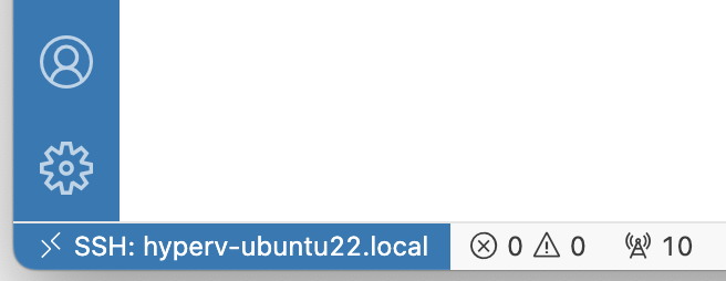 Status bar indicator showing SSH connection to a remote host.